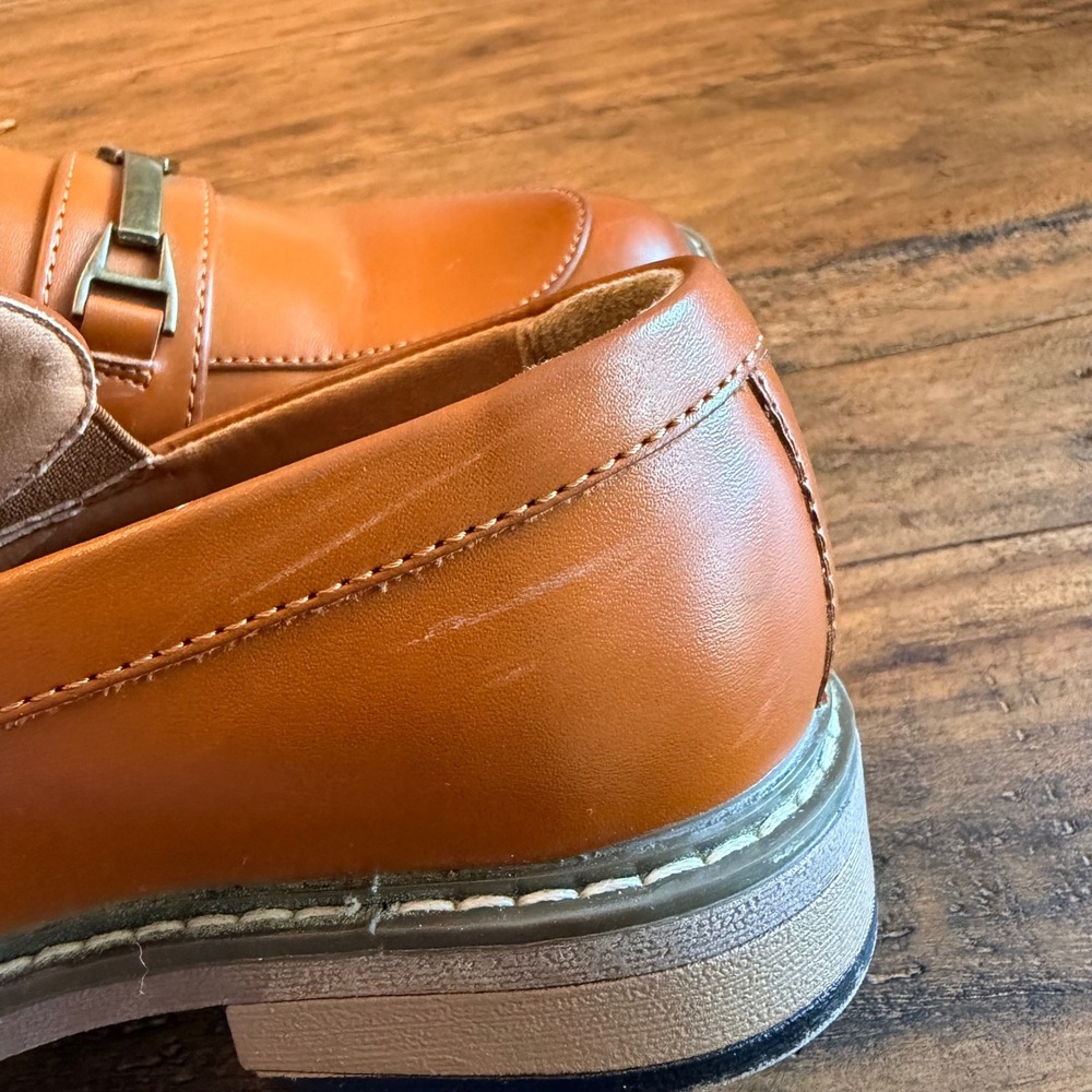 Bruno Marc‎ Kids Tan Faux Leather Loafers Dress Shoes Size 1 Boys Formal - Picture 8 of 8